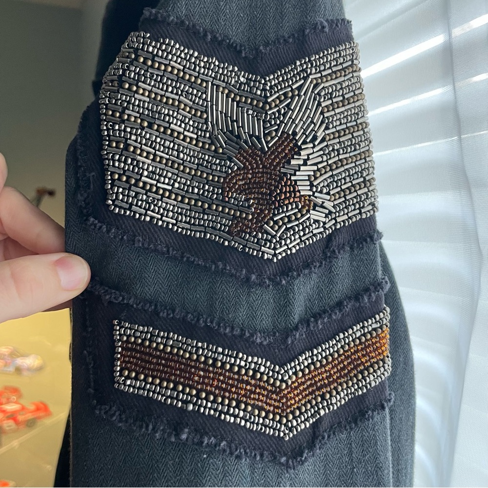 Free People Embellished Military Shirt Jacket Small